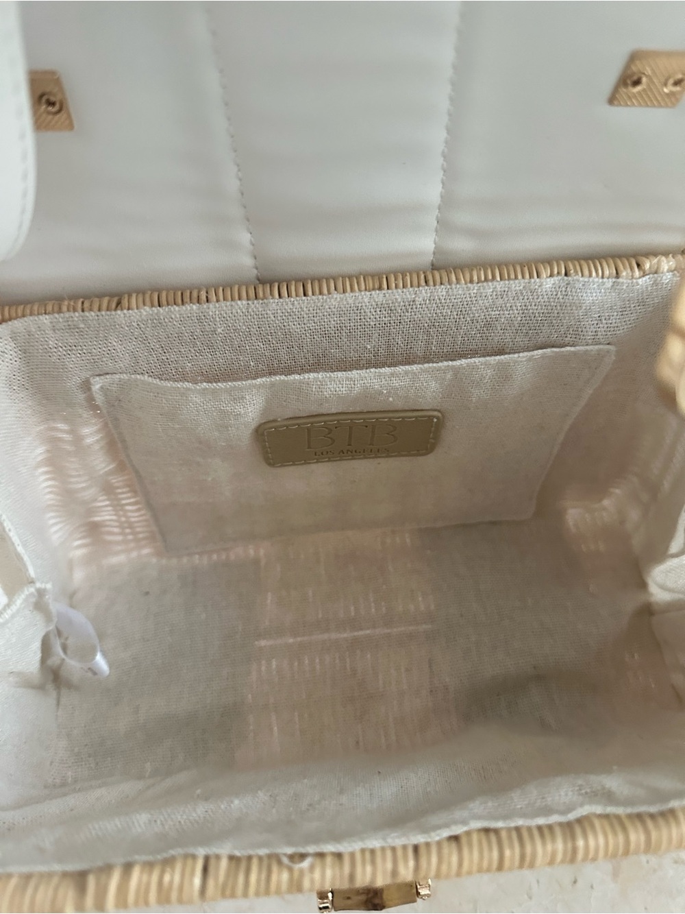 Elegant White and Tan Woven Mini Bag - Picture 7 of 8